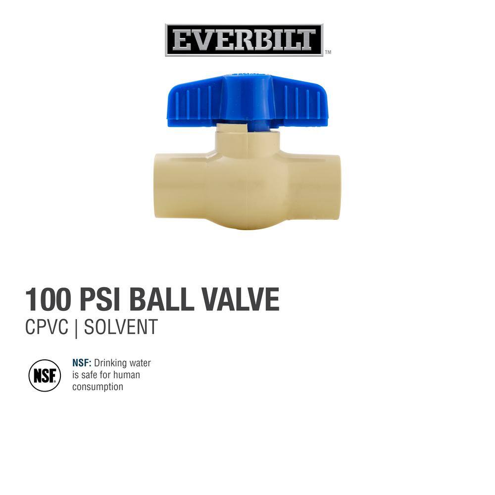 Everbilt 12 in. CPVC Solvent x Solvent Ball Valve 107-123EB