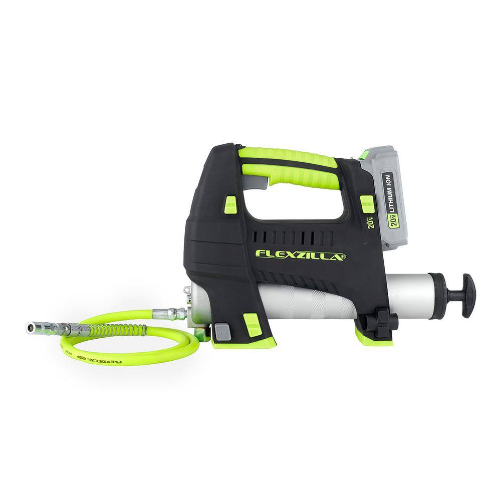 Flexzilla 20-Volt Cordless Grease Gun Kit with 42 in. Flexible Grease Hose Rapid Reload Push Button Technology L1388LFZ