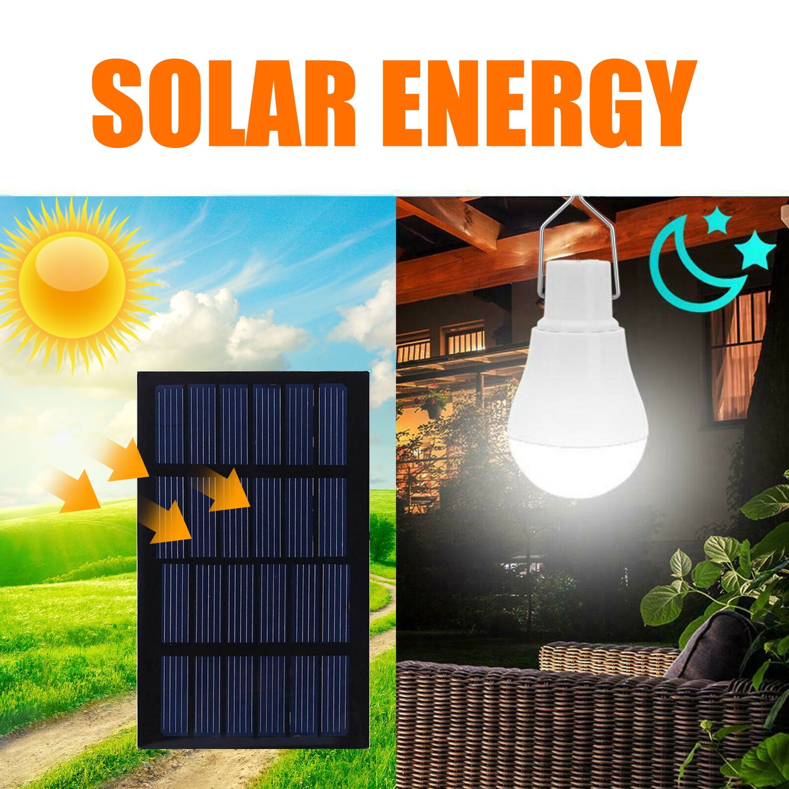 2pcs Portable Solar Powered LED Lantern， Tent Light Bulb， Solar LED Bulb Lights， Chicken Coop Lights， Rechargeable Emergency Lamp for Outdoor Indoor Garden Camping Reading Lighting， Cool White