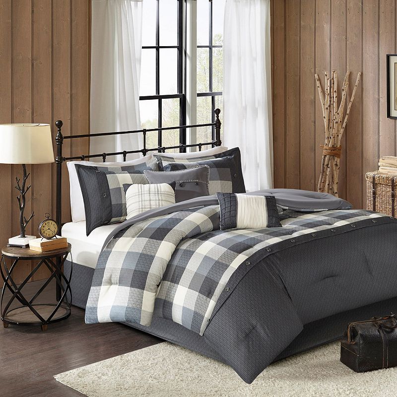 Madison Park Pioneer 7-piece Plaid Comforter Set with Throw Pillows