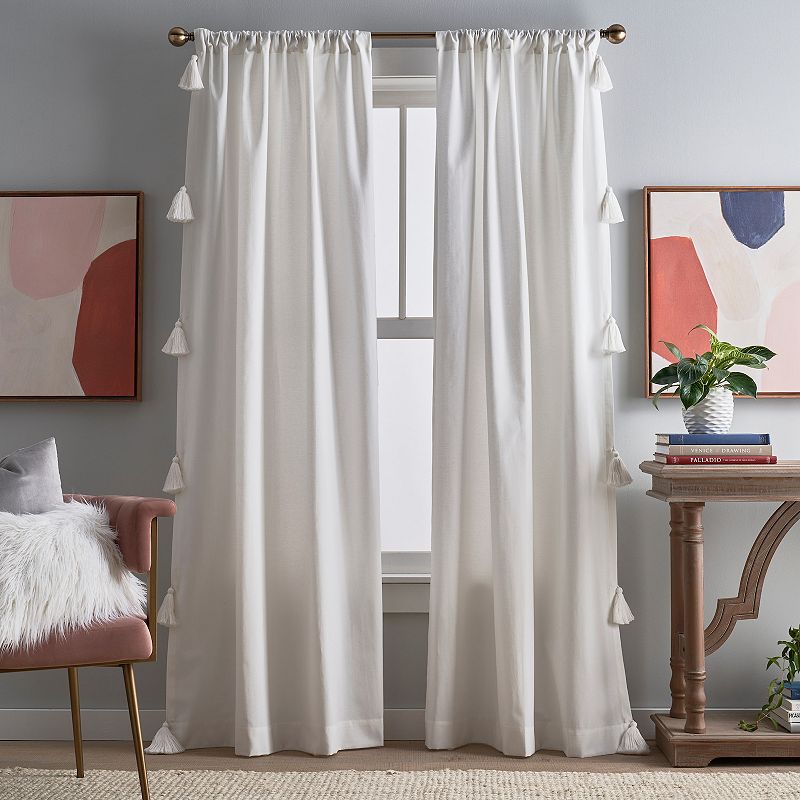 Peri Chunky Tassel Poletop 2-panel Window Curtain Set with Tassels