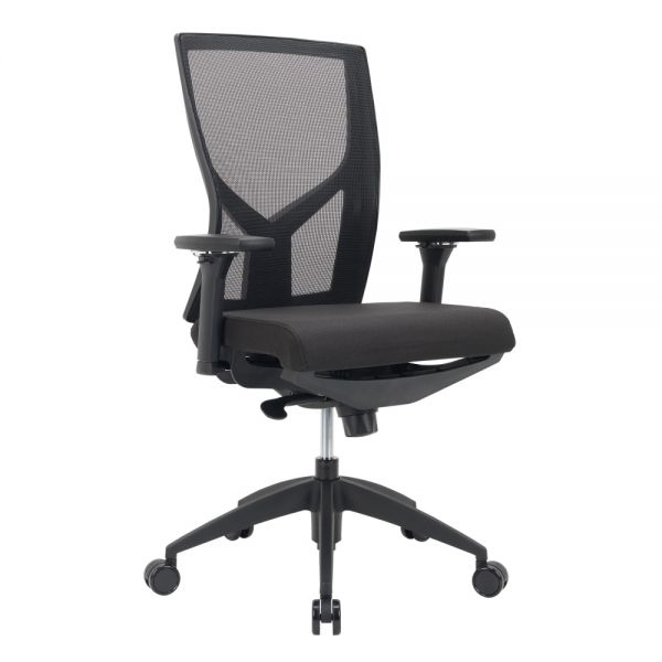 WorkPro Oceanic Mesh/Fabric Ergonomic High-Back Executive Chair， Black， BIFMA Certified