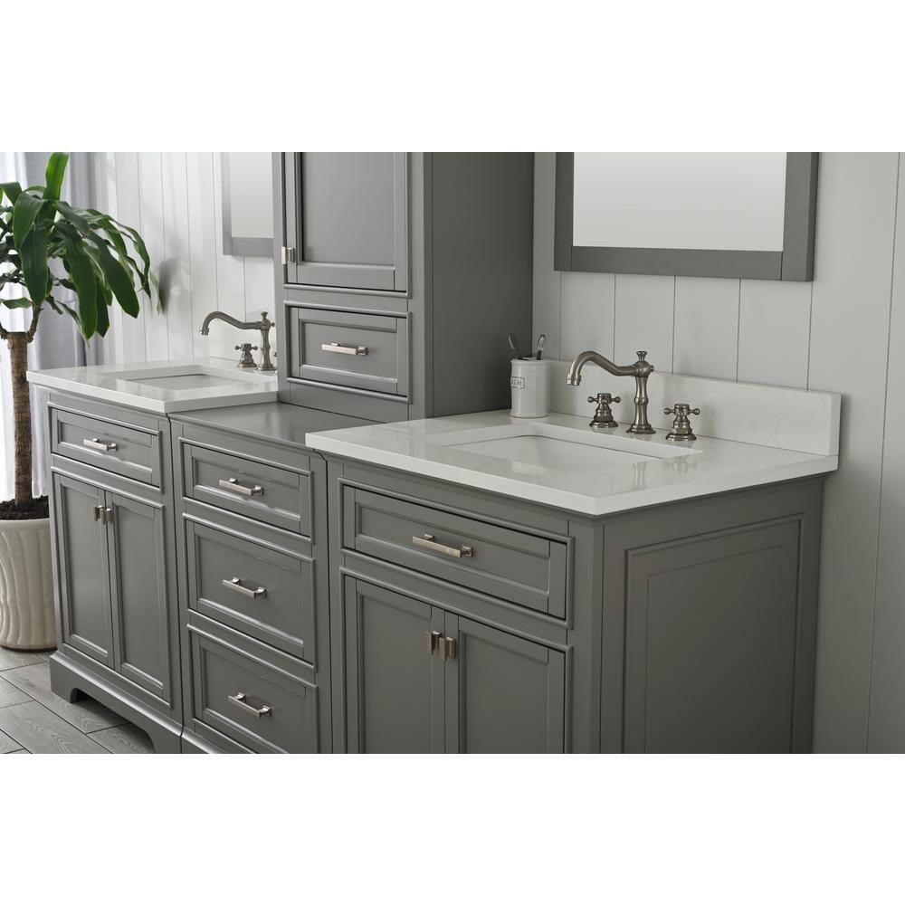 Design Element Milano 84 in. W x 22 in. D x 73 in. H Modular Bath Vanity in Gray with White Quartz Top ML-84MC-GY