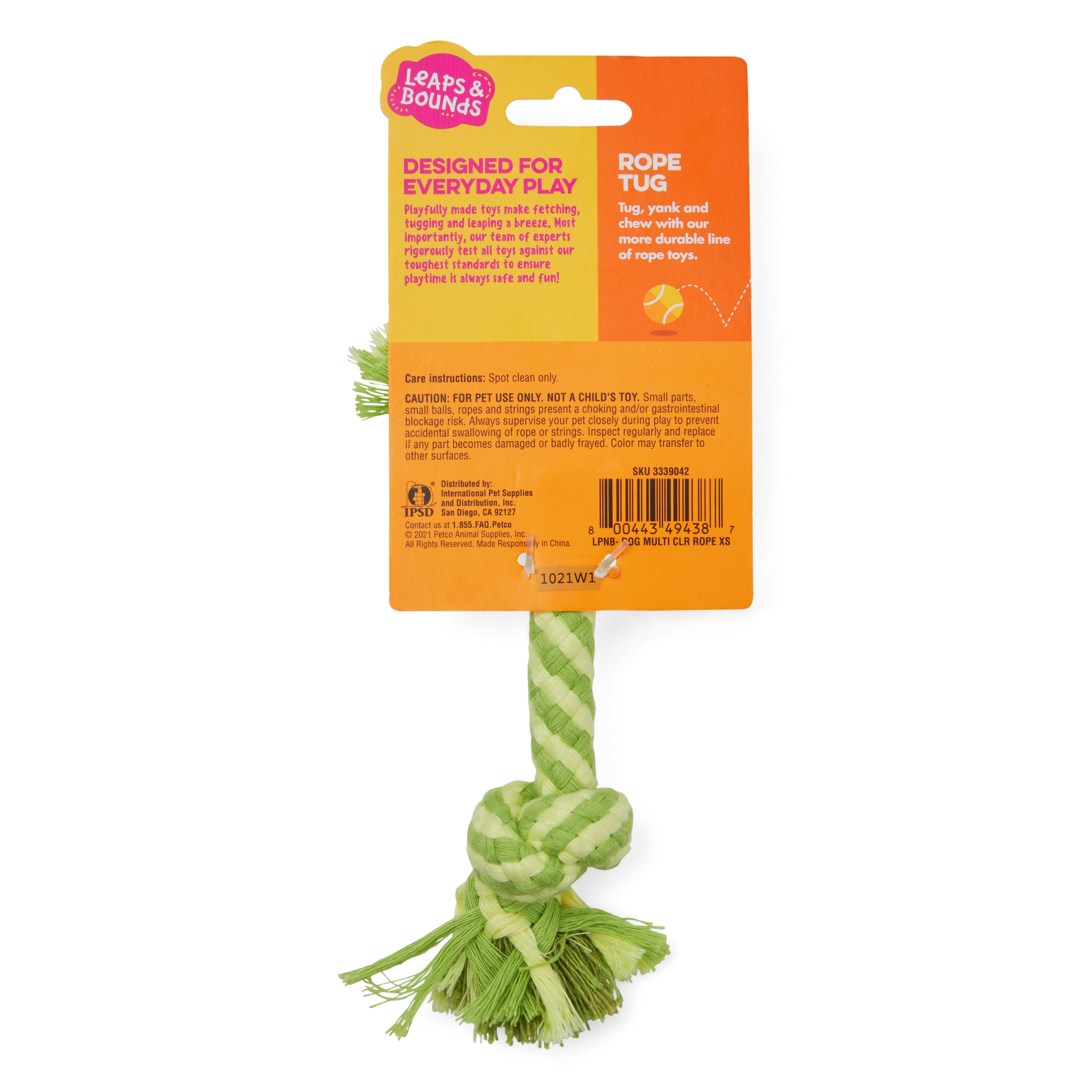 Leaps  Bounds Multicolor Rope Dog Toy， Small