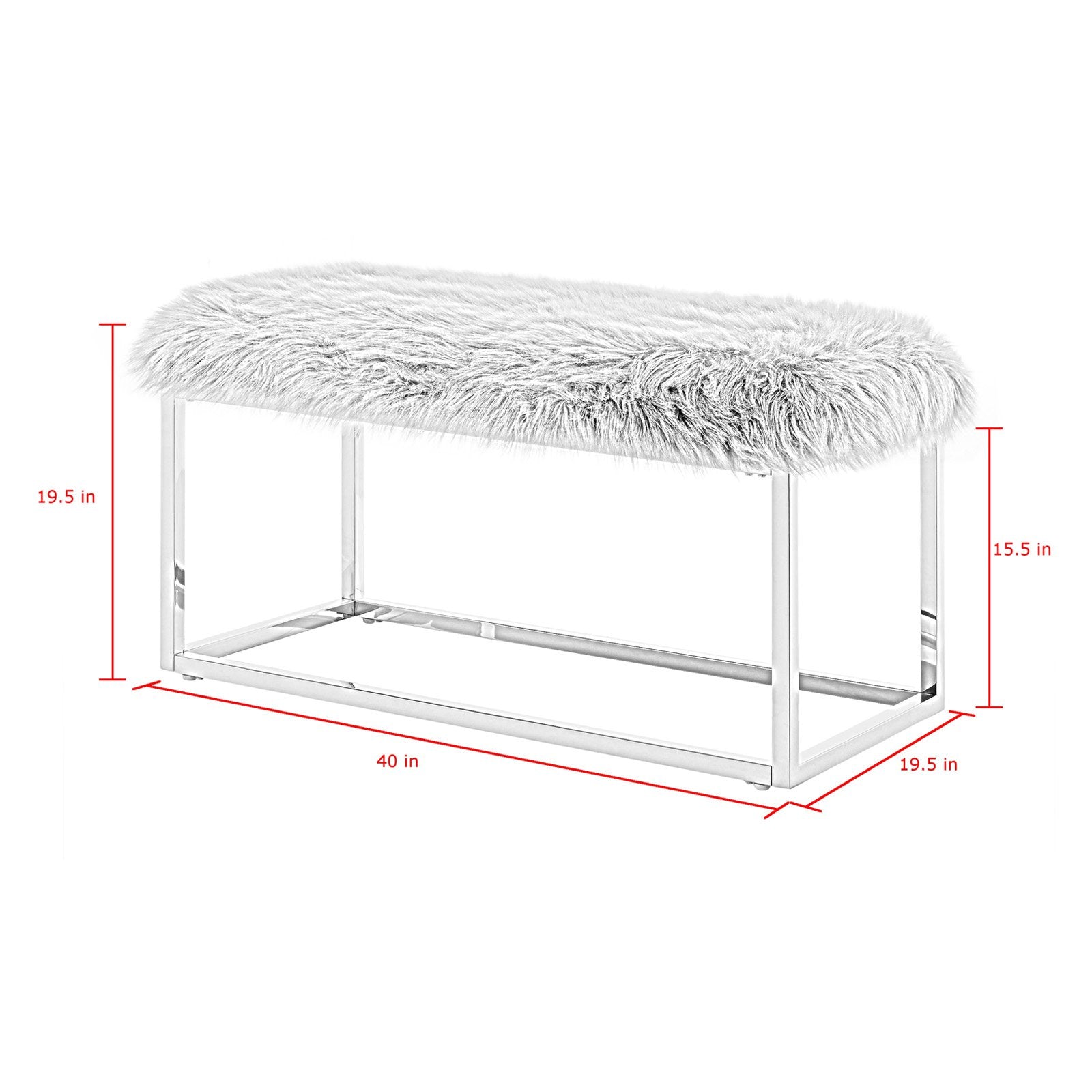 Inspired Home Athena Faux Fur Bedroom Bench