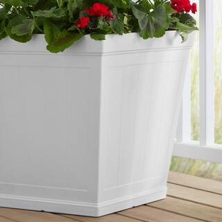 Vigoro 28 in. Eden Medium White Resin Window Box Rail Planter (28 in. L x 12 in. W x 12 in. H) HD1116-089