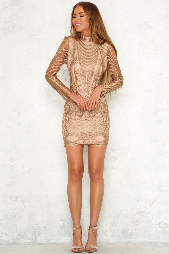 No Complaints Dress Bronze