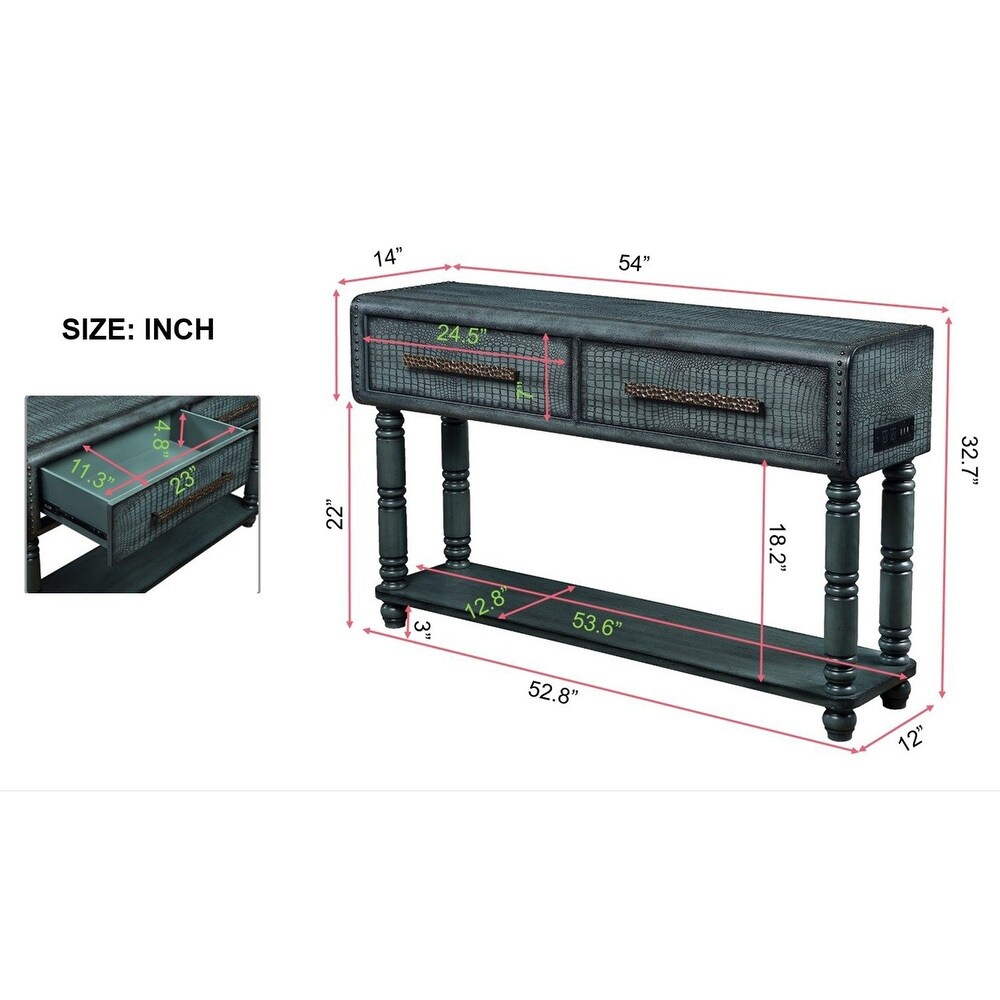 54 inch Wood Console Table Entryway Table w/USB Ports   Power Outlets