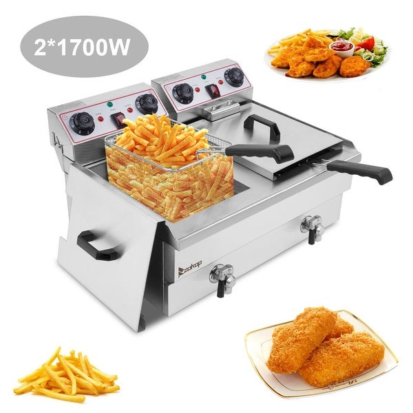 ZOKOP 12.5qt/24.9QT Stainless Steel Faucet Deep Fryer 1700W Max (8L Large Fryer Blue / Large Handle)