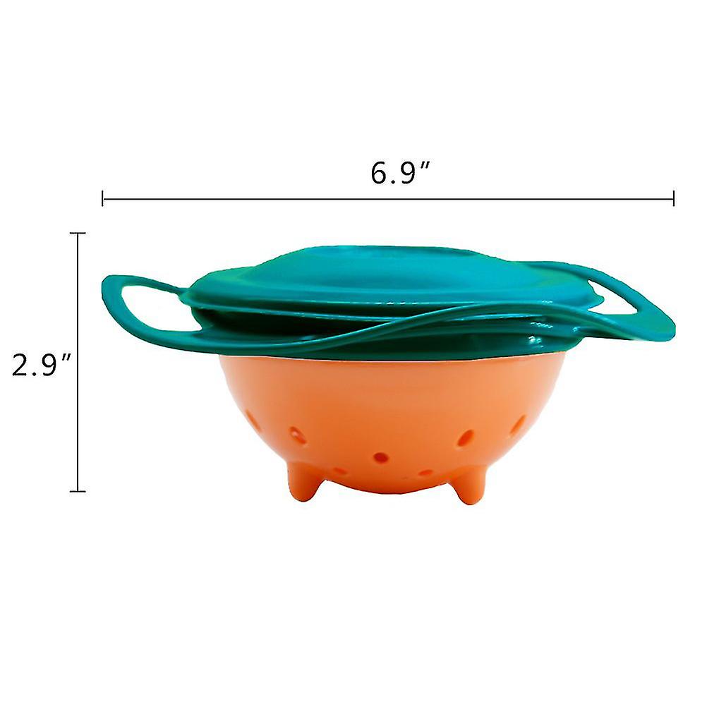 Cute Baby Rotating Bowl 360° Rotatable Spill Proof Bowl Gyroscopic Bowl with Lid