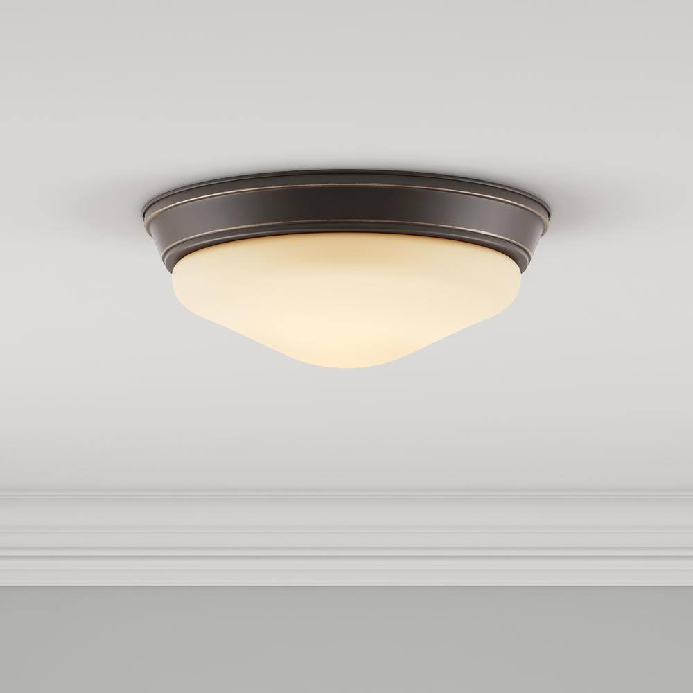 Progress Lighting 11 in. 1-Light Antique Bronze Integrated LED Flush Mount P2321-2030K9