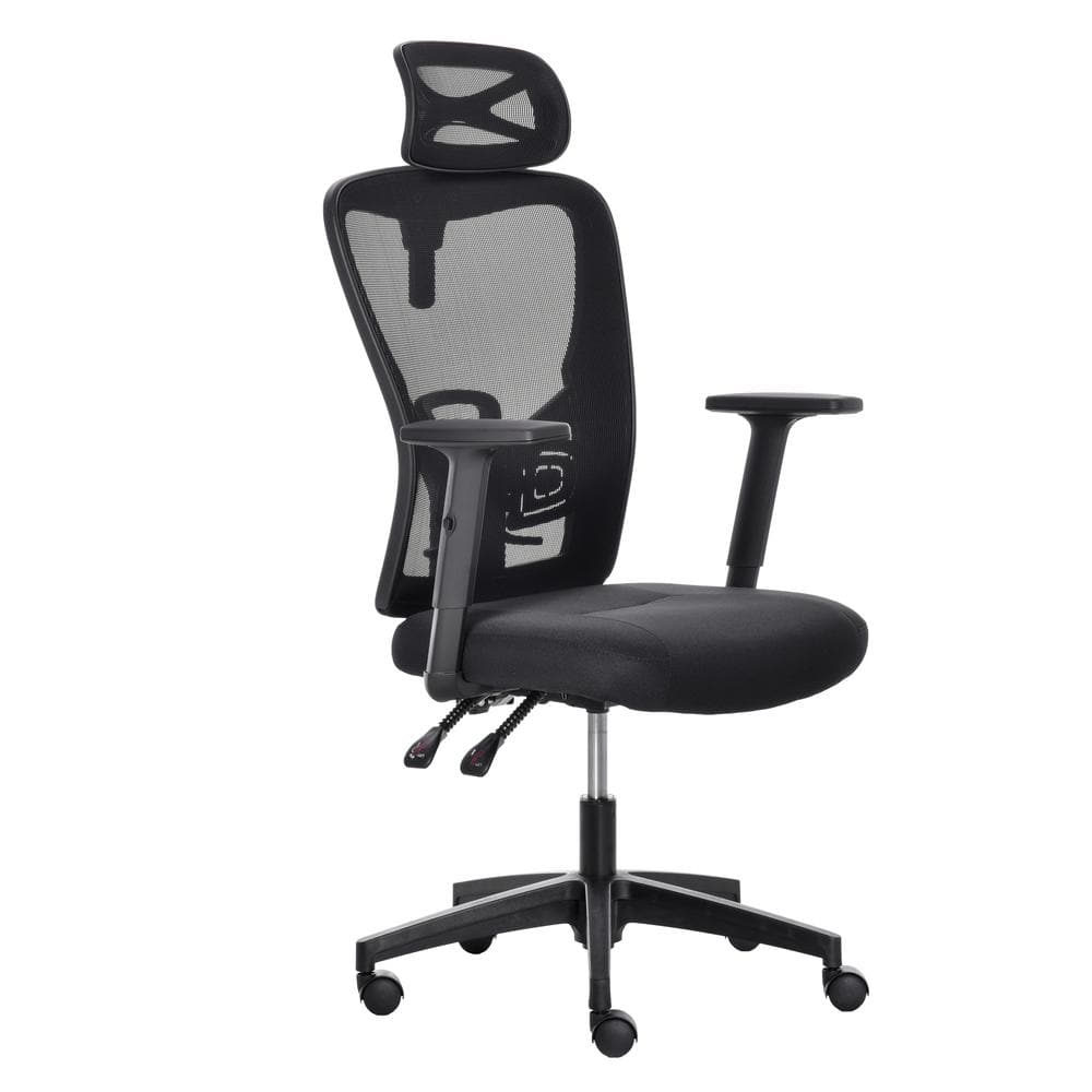 Vinsetto Black, Mesh Home Office Chair High Back Ergonomic Computer Task Chair with Lumbar Back Support, Rotate Headrest 921-404V80