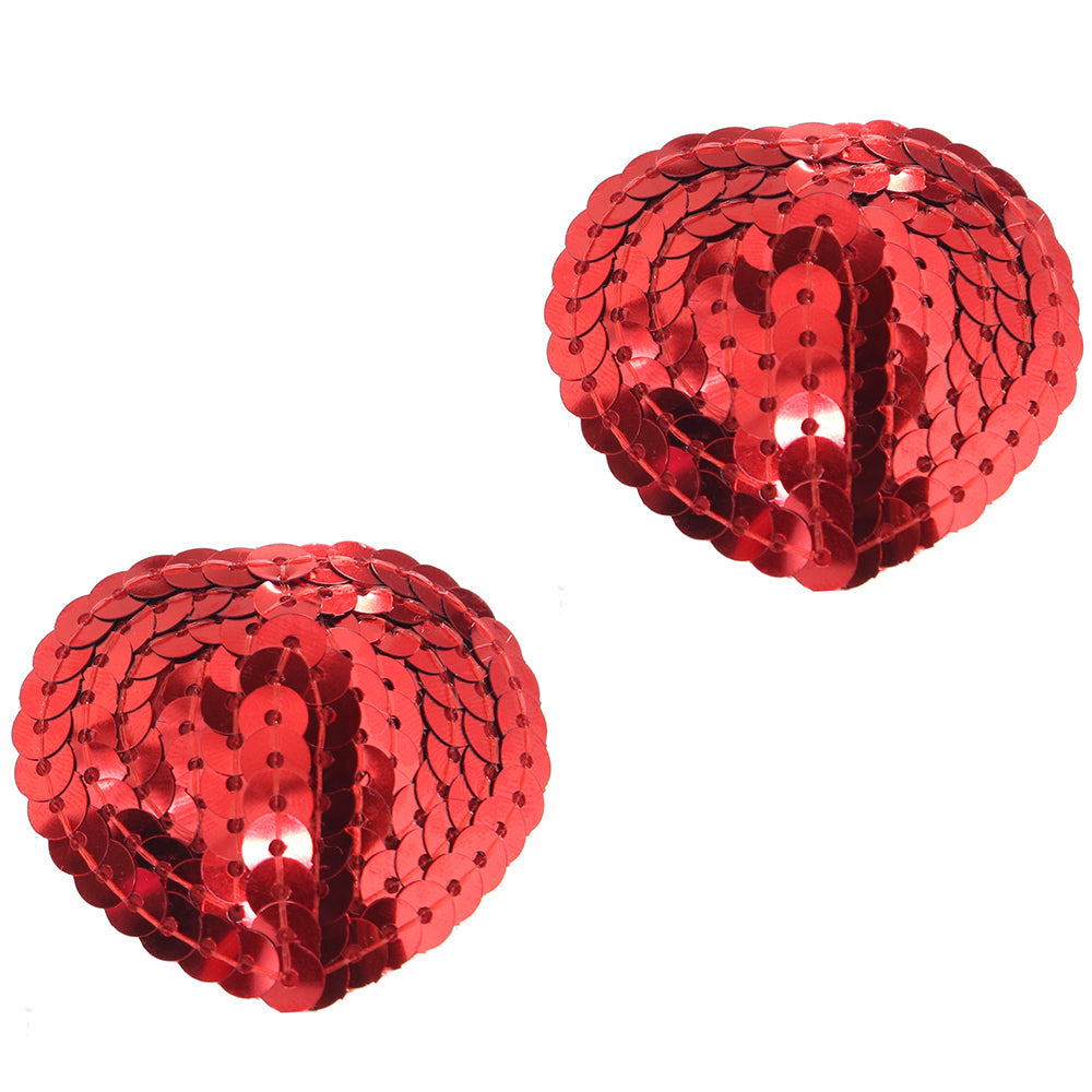 Nipple Couture Red Sequin Heart Covers