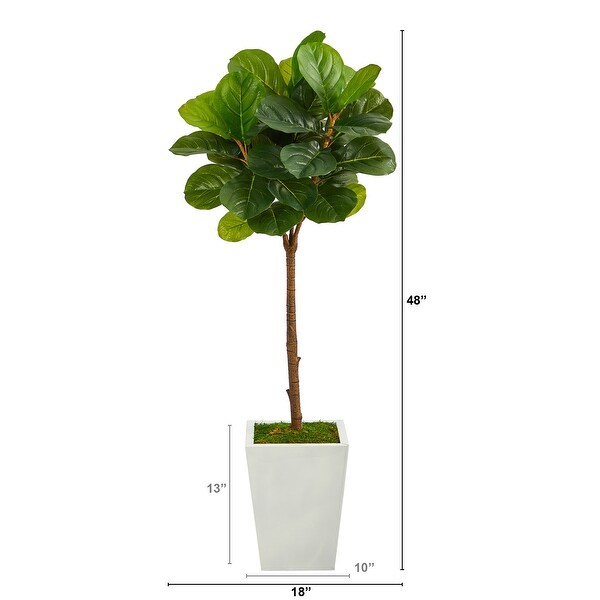 4' Fiddle Leaf Tree in White Metal Planter (Real Touch)