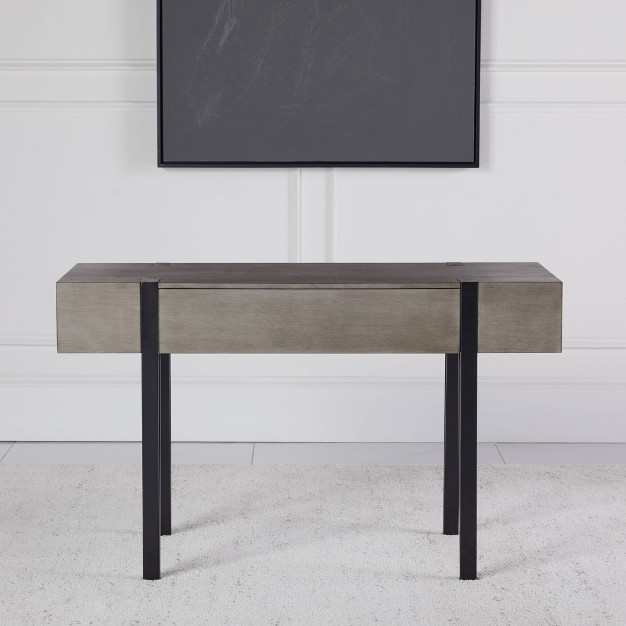 Cole Wood And Metal Modern Farmhouse Sofa Console Table Dark Gray Abbyson Living