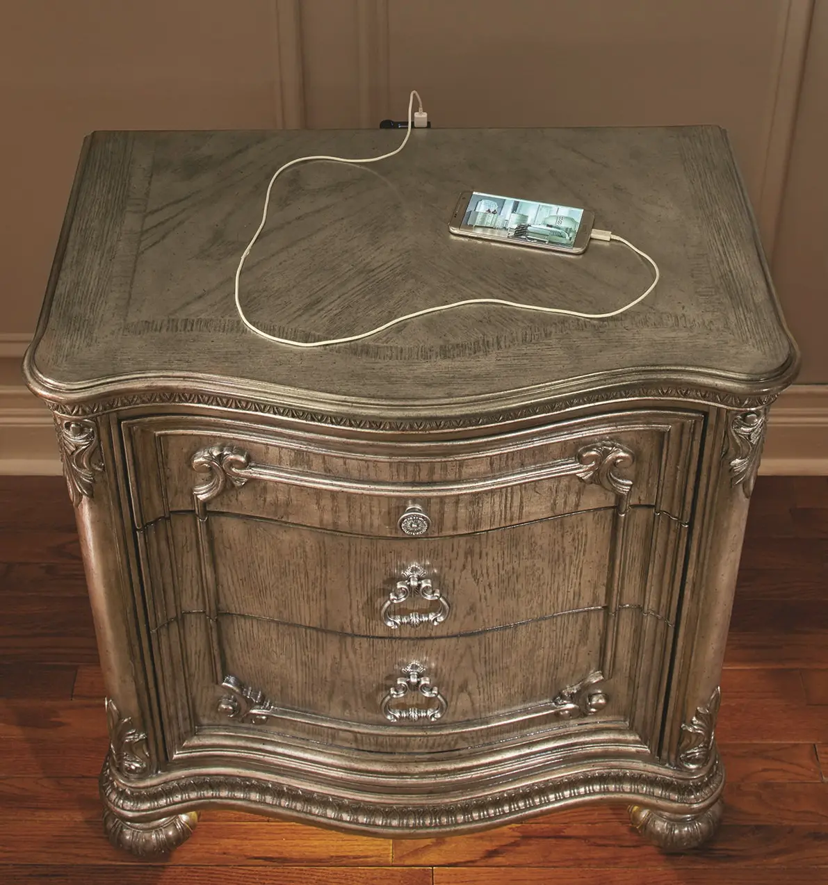 Seville Platinum Gold Nightstand