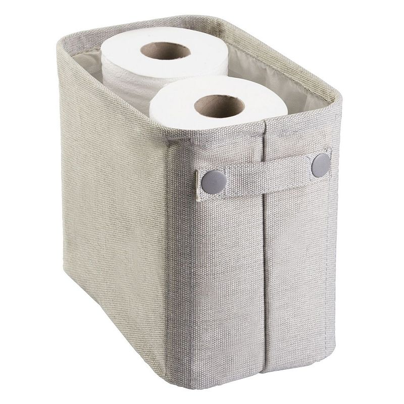 mDesign Narrow Bathroom Fabric Storage Bin Basket with Handles