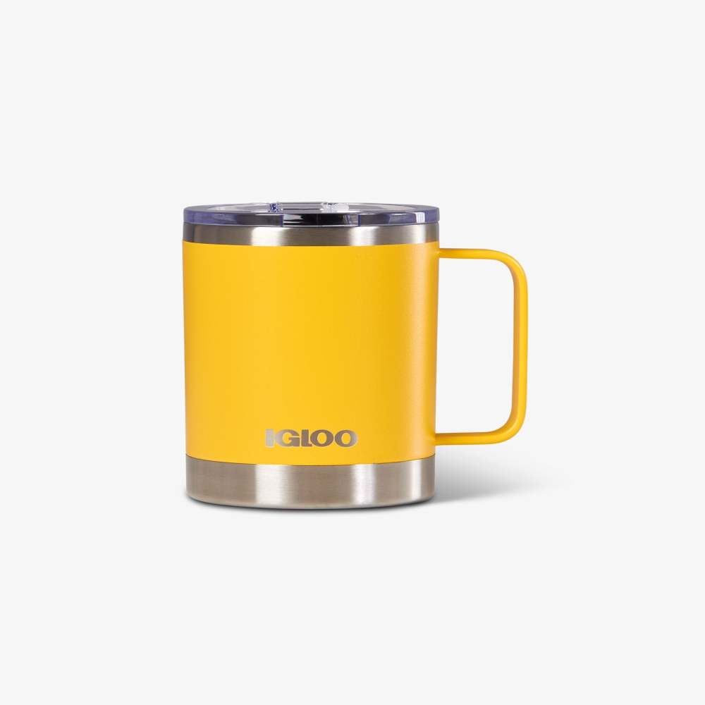 Igloo Mug Reusable Hot/Cold Stainless Steel Yellow 13.5oz ;