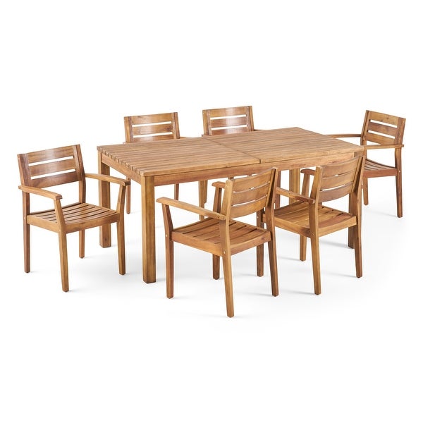 Wilson Outdoor Wood Expandable Rectangle Dining Set by Christopher Knight Home - Overstock - 20102297