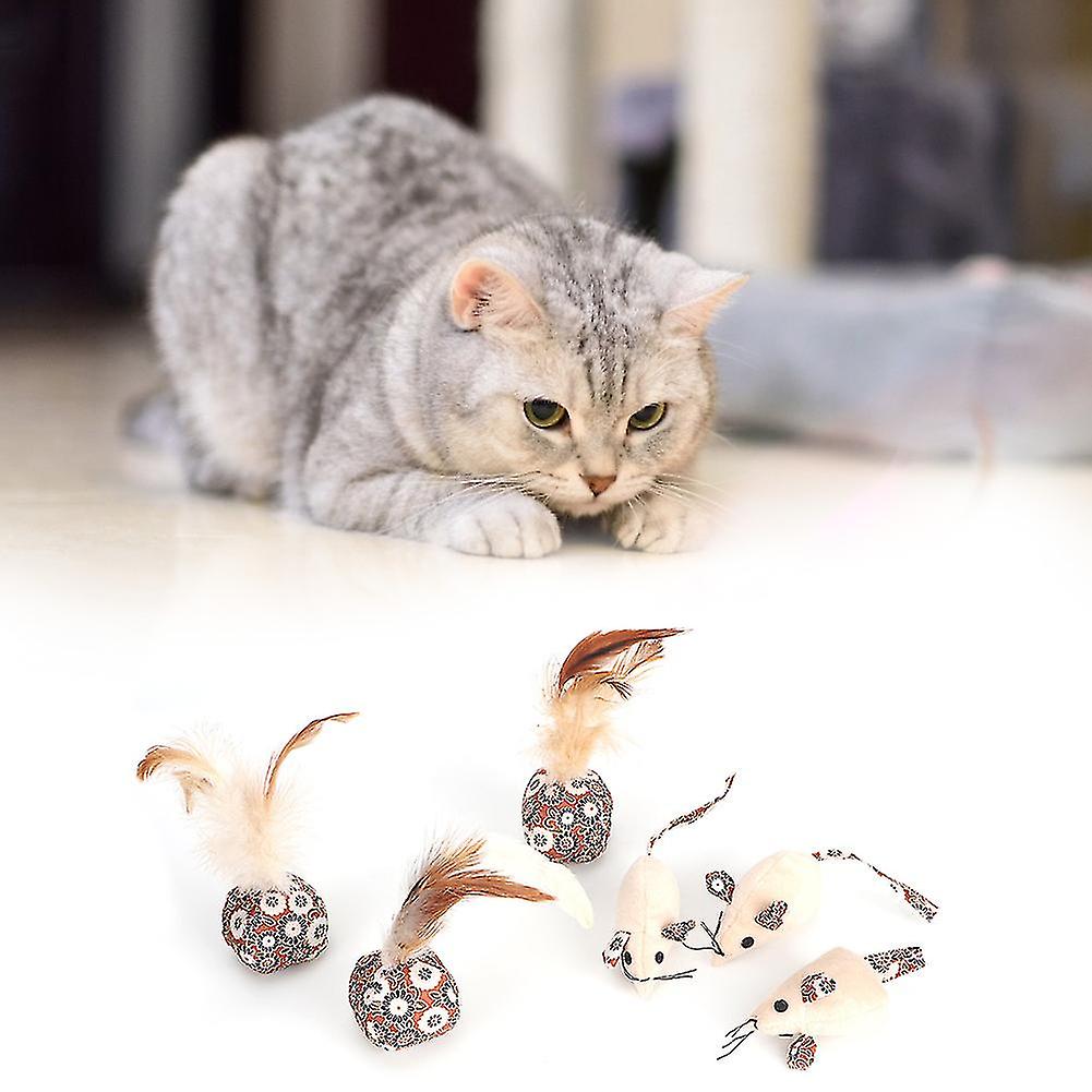 3Pcs Soft Safety Plush Pet Cat Playing Teaser Toy Cute Shape with Paper Card Catnip Feather