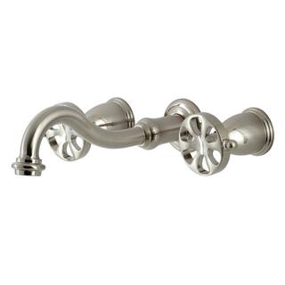 Kingston Brass Belknap 2-Handle Wall Mount Tub Faucet in Brushed Nickel (Valve Included) HKS3028RX