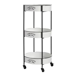 Litton Lane White Rolling 3 Shelves Kitchen Storage Cart with Wheels 46440