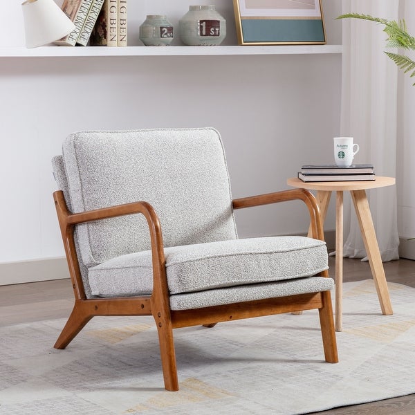 Accent Chair Modern Wood Upholstered Arm Chair