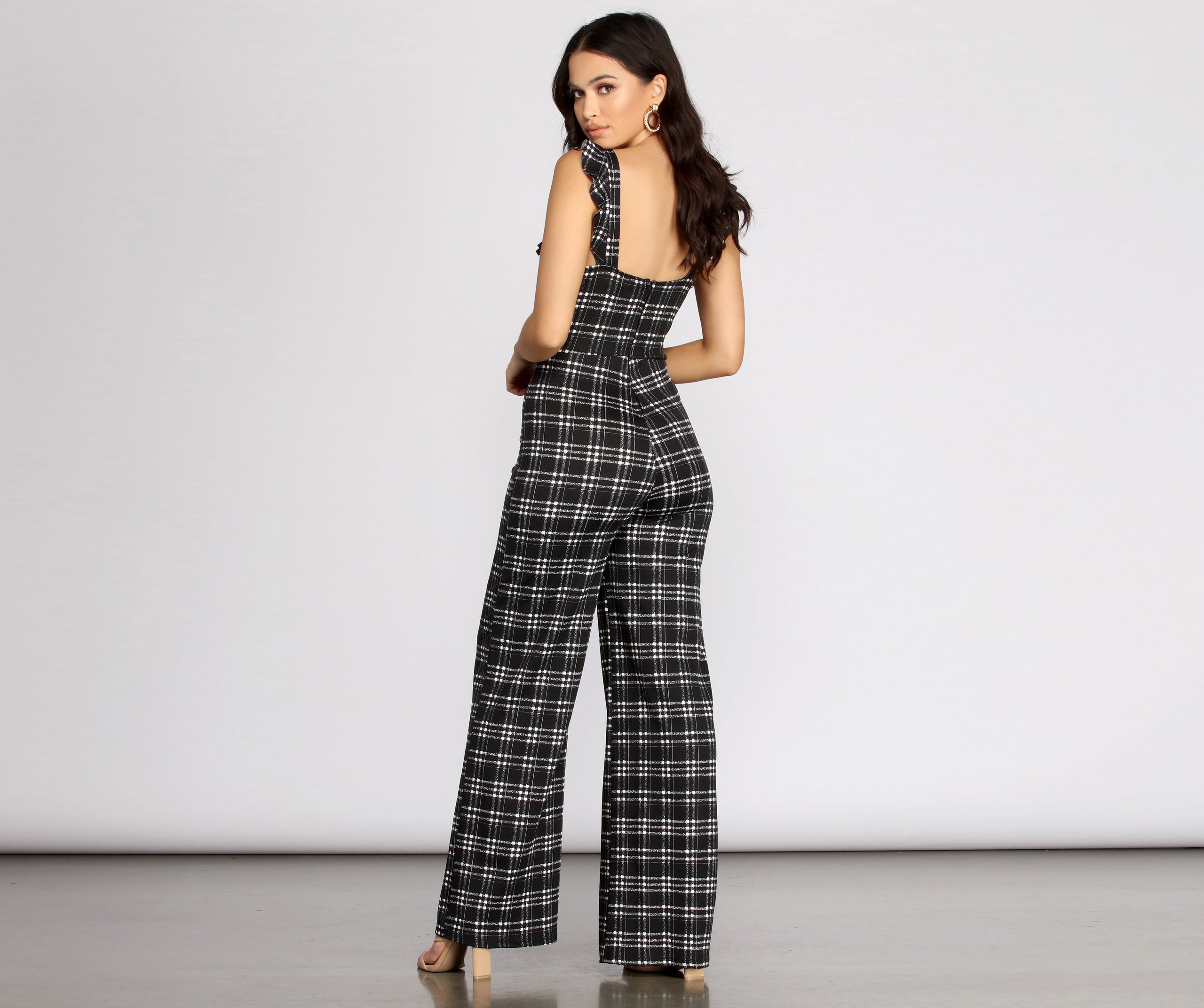 Time To Play Ruffle Plaid Jumpsuit