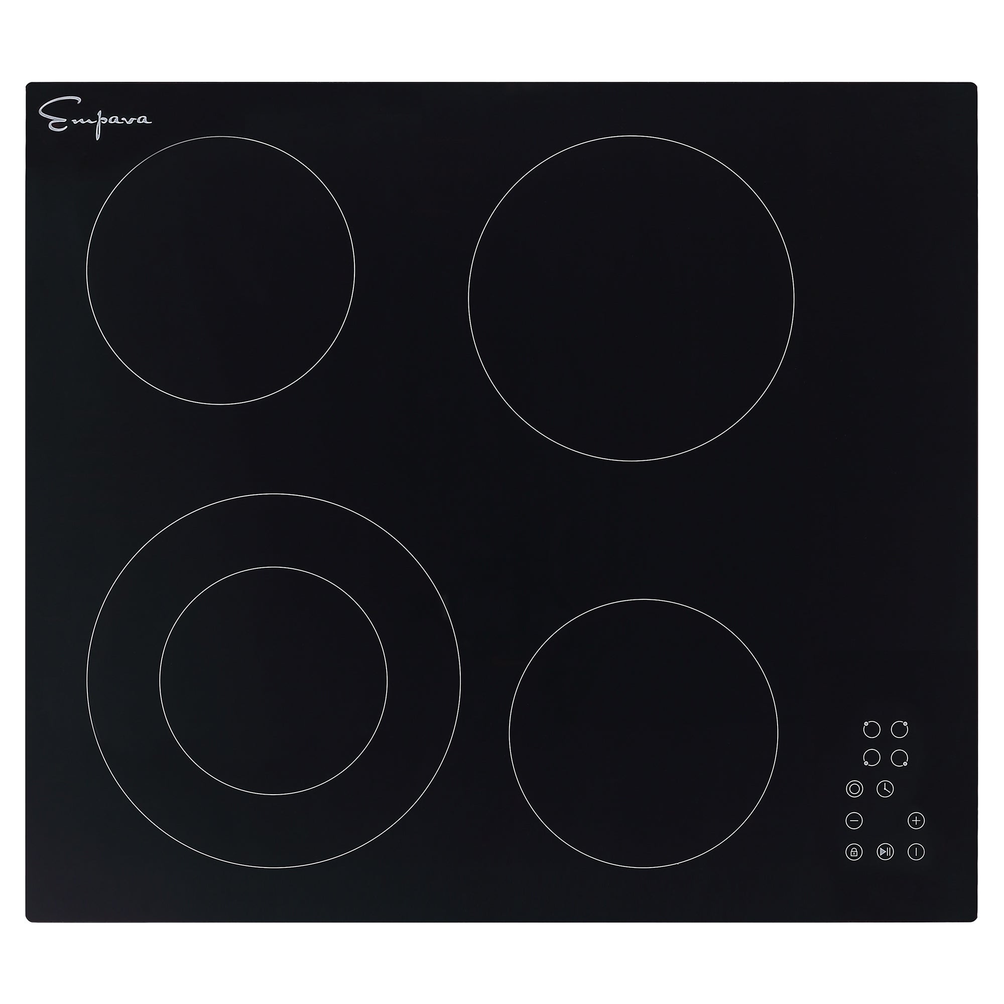 24-in 4 Elements Radiant Electric Cooktop Including Dual Zone Element - 24