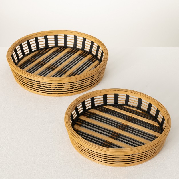 3 5 quot h Sullivans Two toned Bamboo Tray Set Of 2 Multicolored