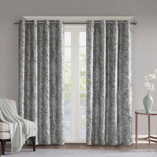 Elsie Paisley Printed Blackout Window Panel Gray