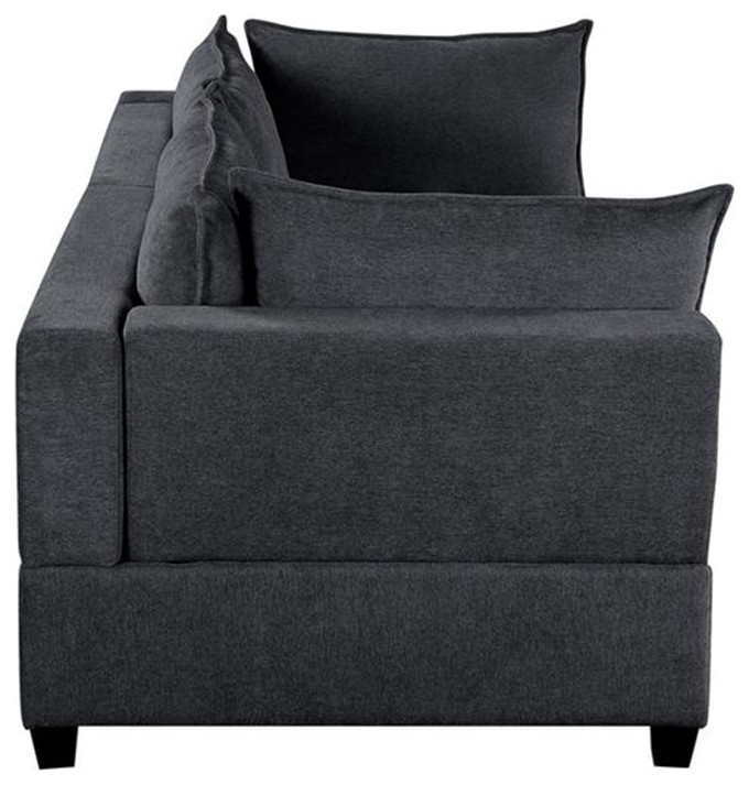 Bowery Hill 20 quotModern Fabric Down Feather Loveseat in Light Gray   Transitional   Loveseats   by Homesquare  Houzz