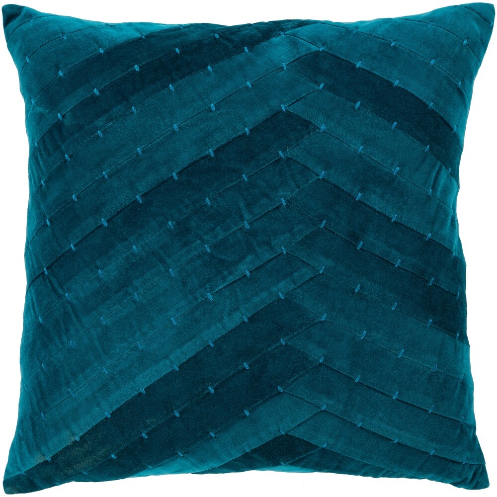 Evangeline Teal Stiched Velvet 22 inch Throw Pillow Cover