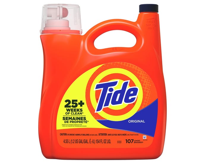 Tide Liquid 2x 107 Loads， Original Scent， 154 Fl. Oz. - 80364776