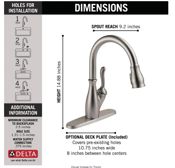 Delta Leland Single-Handle Pull-Down Sprayer Kitchen Faucet with ShieldSpray in Stainless