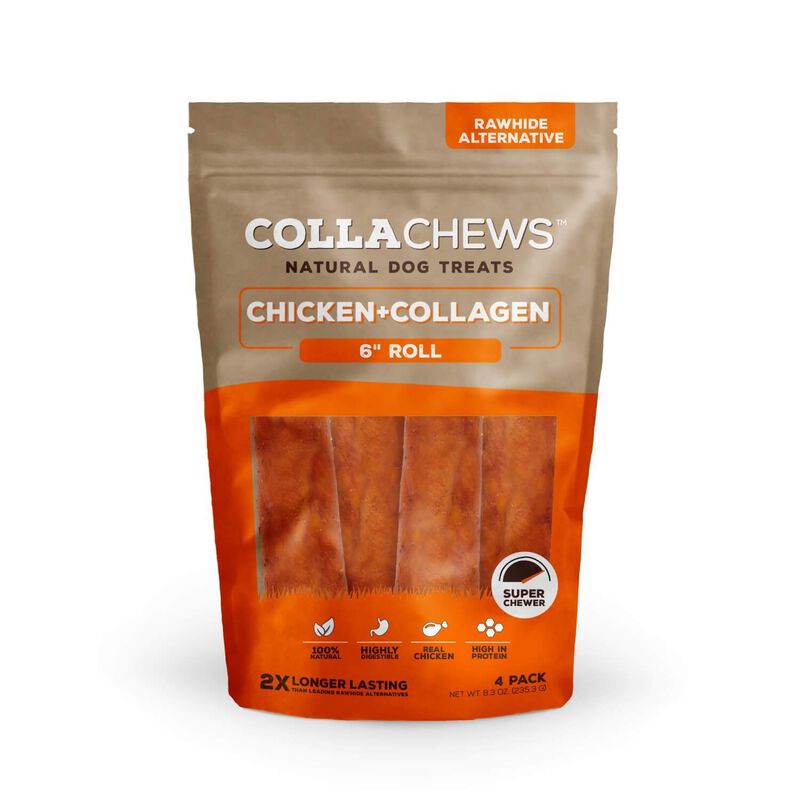 Colla Chews 6 Collagen Roll Chicken Flavor Dog Treats 1ea-4Pack