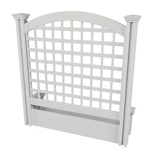 Enclo Privacy Screens Belmont 45-12 in. x 42 in. White Vinyl Decorative Freestanding Lattice Screen Panel with Planter Box EC18005