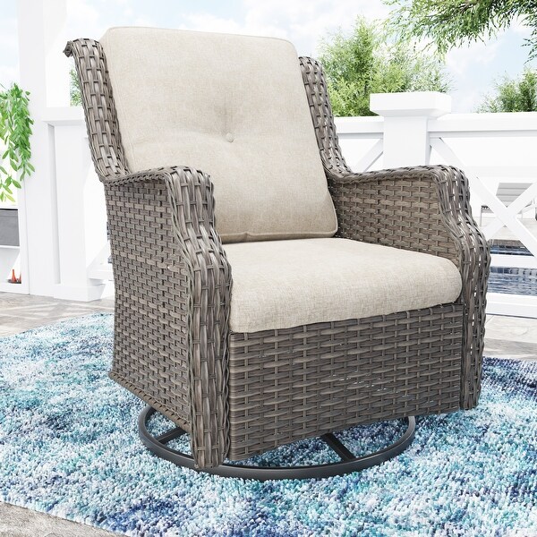 Cozywor Wicker Patio Outdoor Lounge Chair Swivel Rocking Chair (Set of 1)