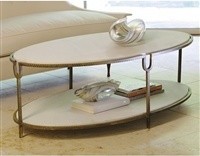 Iron and Stone Oval Coffee Table   Transitional   Coffee Tables   by HedgeApple  Houzz