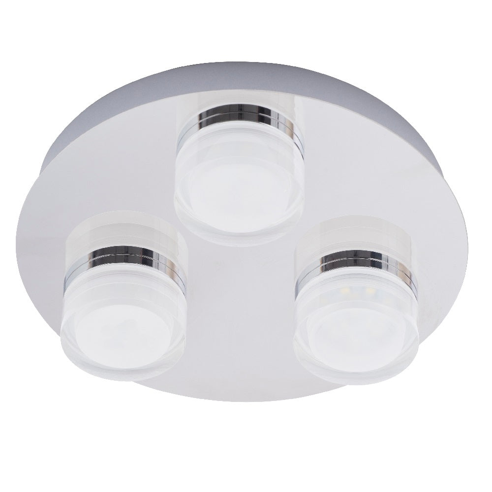 Britalia BRSPA-31736-CHR LED Polished Chrome Bathroom Modern 3 Lamp Round Flush 25cm IP44