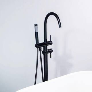 Parrot Uncle Kebo Double Handle Floor Mounted Clawfoot Tub Faucet in Matte Black JK-RBBF61001MB