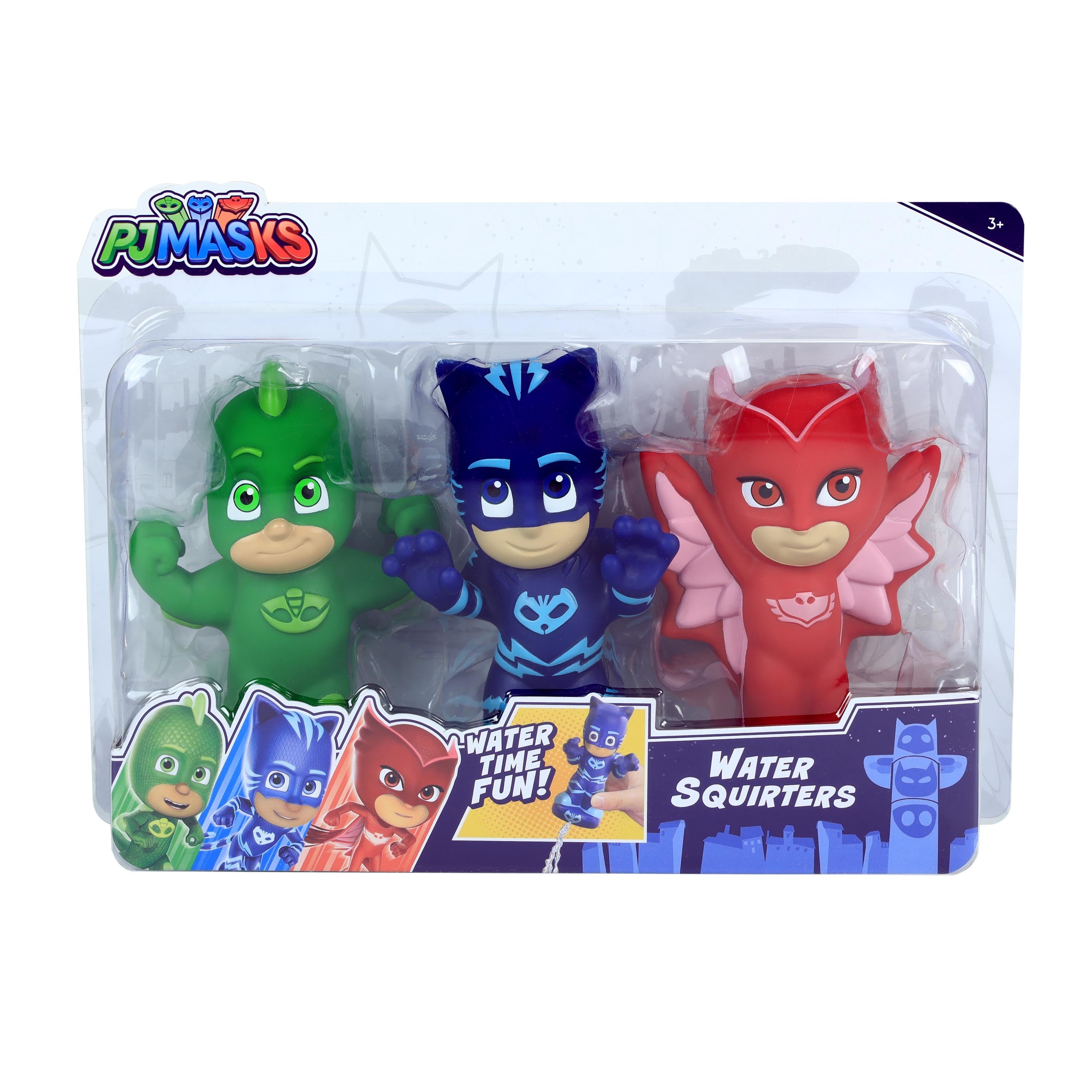 PJ Masks Bath Toy Set， Includes Catboy， Gekko， and Owlette Water Toys for Kids，  Kids Toys for Ages 3 Up， Easter Basket Stuffers and Small Gifts