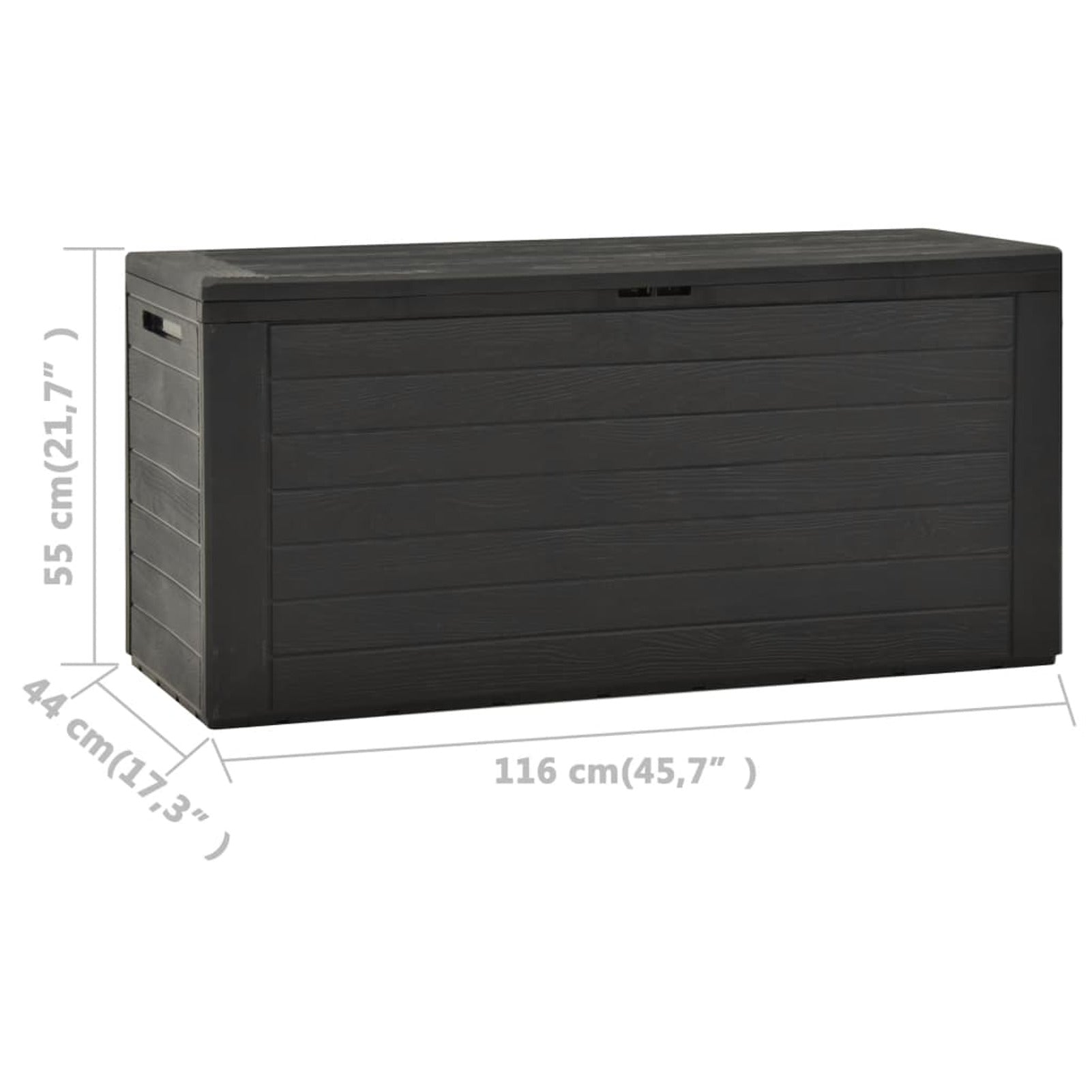 Lixada Garden Storage Box Anthracite 45.7"x17.3"x21.7"