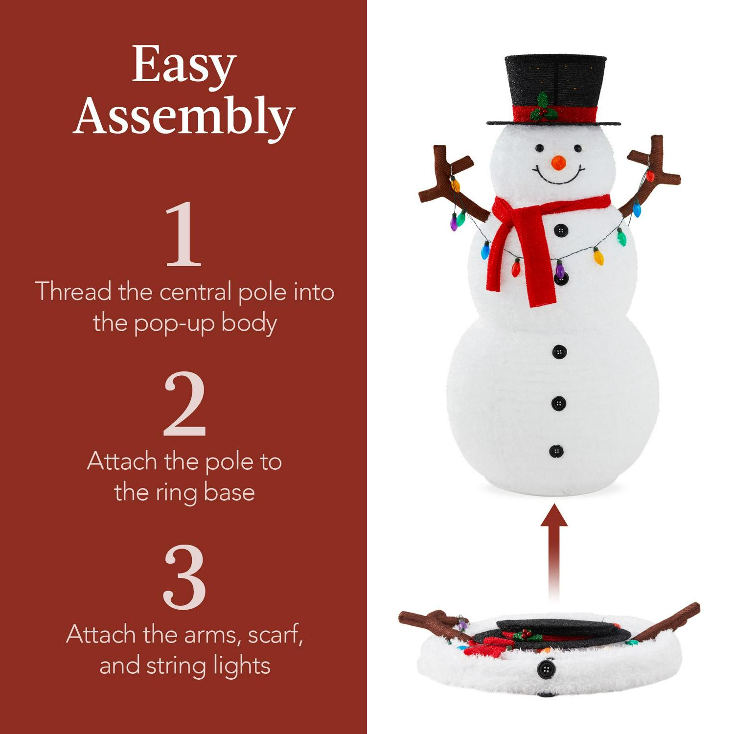 Best Choice Products 5ft Lighted PopUp Snowman Outdoor Christmas Holiday Decoration w