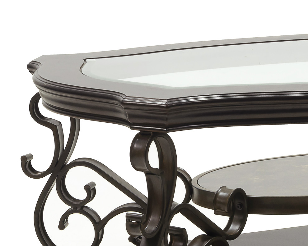 3 Tier Cocktail Table Glass Top   Mediterranean   Coffee Tables   by Abrihome  Houzz