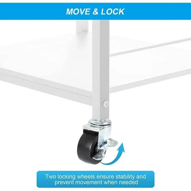 Nex 4 Tier Organizer Cart On Casters With Fixed Rack White