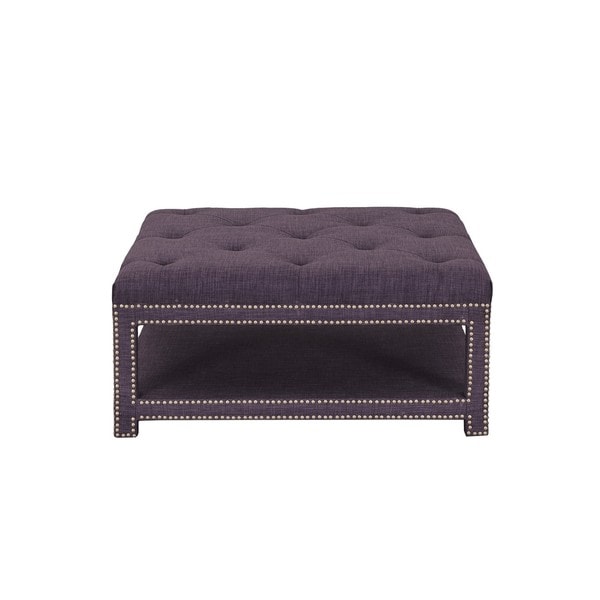 Chic Home Micah Coffee Table Ottoman in a 2-Layered Tufted Linen Bench