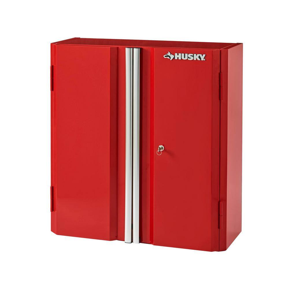 Husky Ready-to-Assemble 24-Gauge Steel Wall Mounted Garage Cabinet in Red (28 in. W x 29 in. H x 12 in. D) G2802WR-US