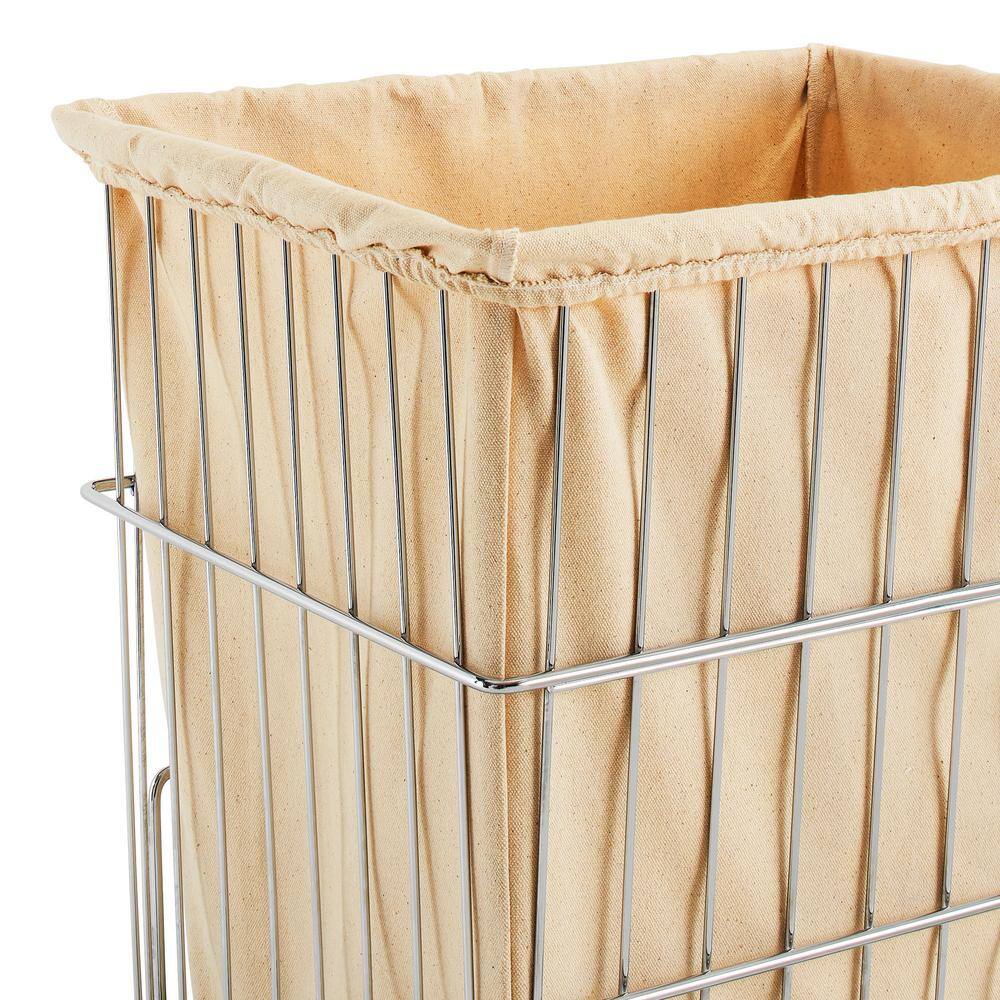 Rev-A-Shelf Chrome Metal Pullout Wire Clothes Hamper Basket with Liner and Mounting Hardware HRV-1520 S CR