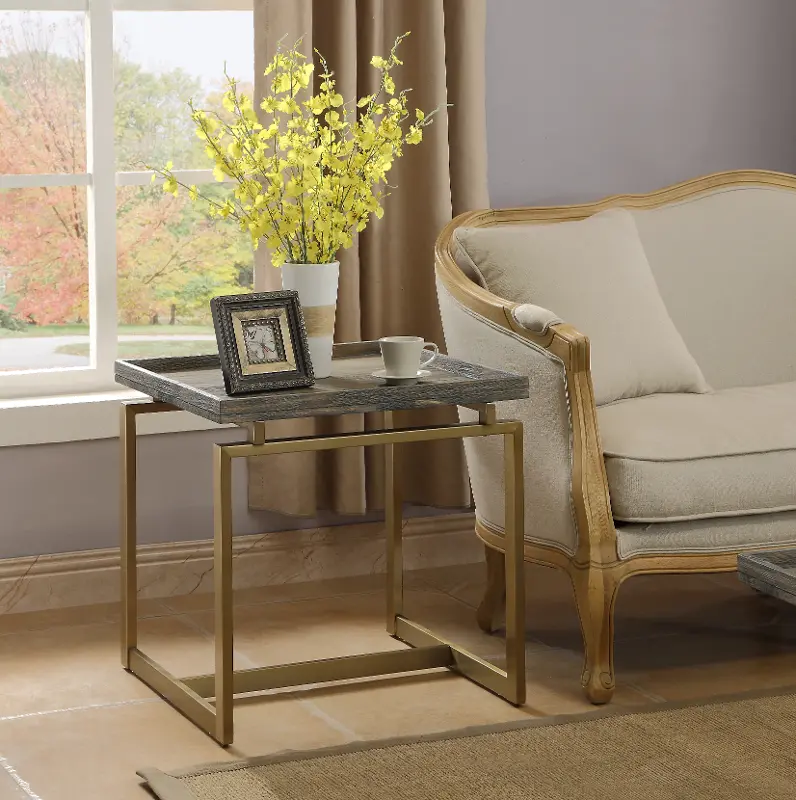 Biscayne Brown and Gold End Table